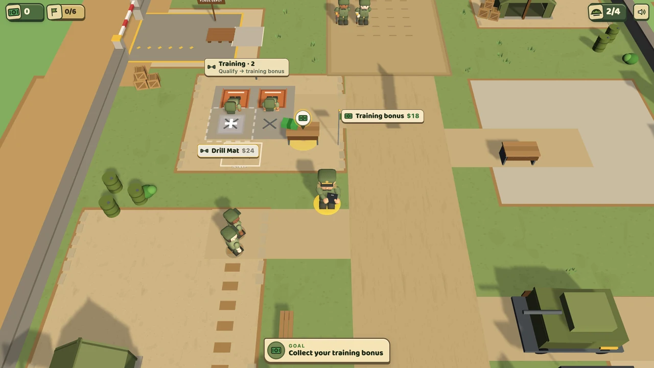 Bop Army's first camp with recruits, two training slots and a bonus ready to collect.